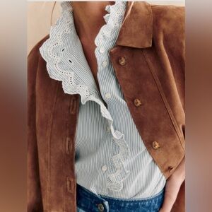 Sezane Chlo Blue Striped Shirt